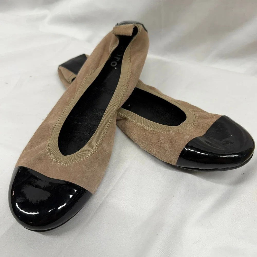 Abro Italy Women's Luxury Brand‎ Tan and Black Suede Leather Ballet Flats EU39/
